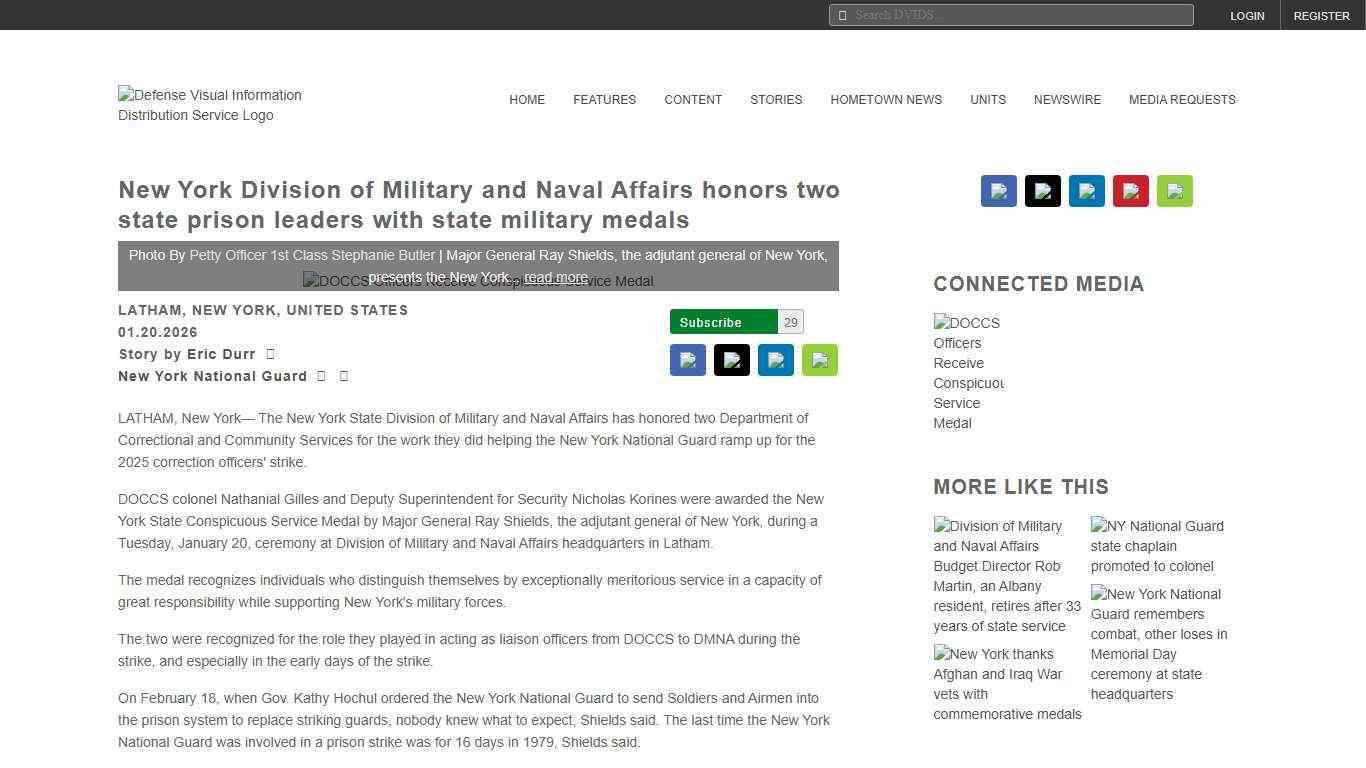 DVIDS - News - New York Division of Military and Naval Affairs honors two state prison leaders with state military medals